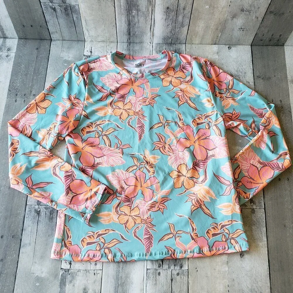 NWT - Roxy Ladies' Sun Protection Tee Orange Floral – Size XXL